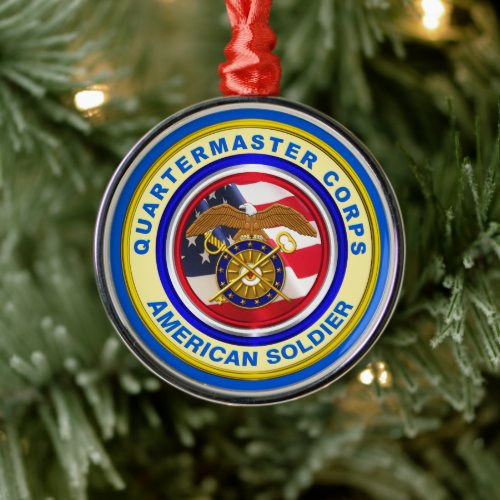 Proud Army Quartermaster Corps Veteran Christmas Metal Ornament