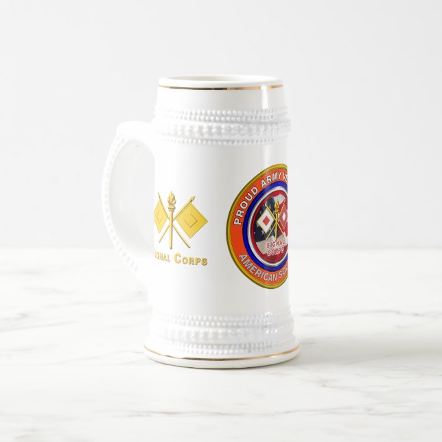 Proud Army Signal Corps Veteran  Beer Stein (Front Left)