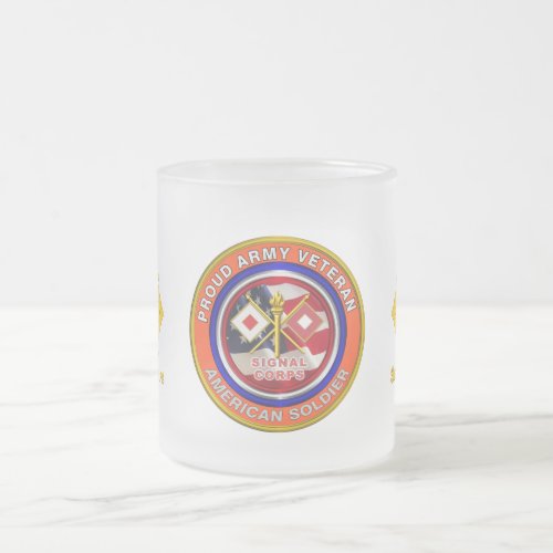 Proud Army Signal Corps Veteran Frosted Glass Coffee Mug