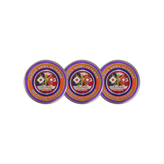 Proud Army Signal Corps Veteran Golf Ball Marker (3 Up)