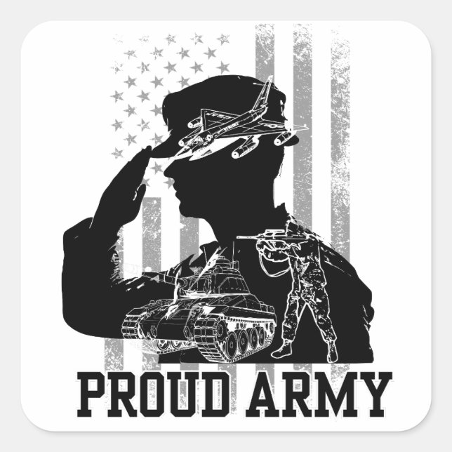 Proud Army Square Sticker (Front)