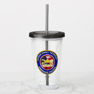 Proud Army Veteran Armor Soldier Acrylic Tumbler