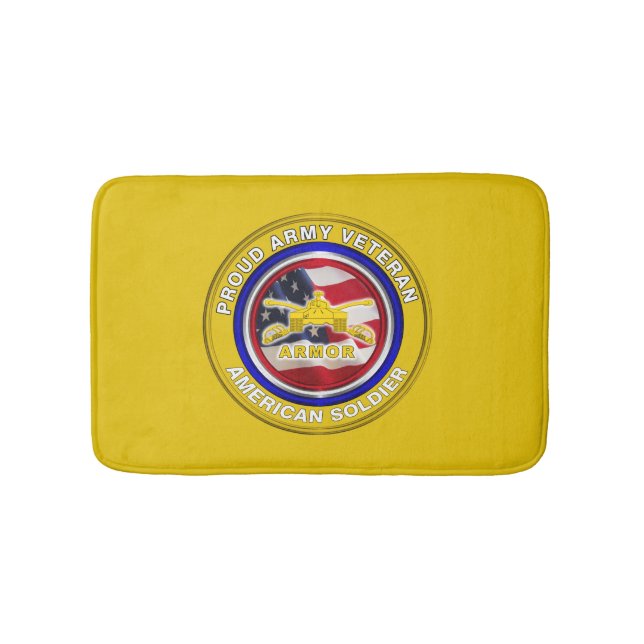 Proud Army Veteran Armor Soldier Bath Mat (Front)