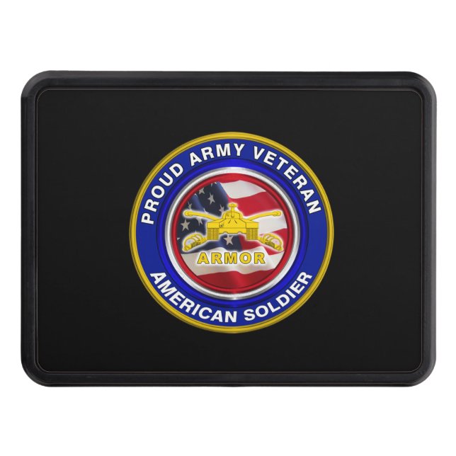 Proud Army Veteran Armor Soldier Hitch Cover (Front)