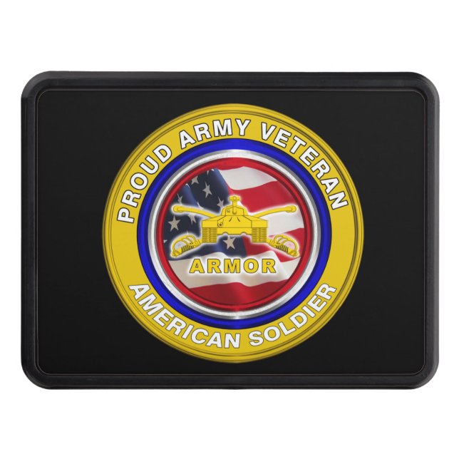Proud Army Veteran Armor Soldier  Hitch Cover (Front)