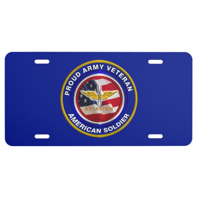 Proud Army Veteran Aviation Colors License Plate (Front)