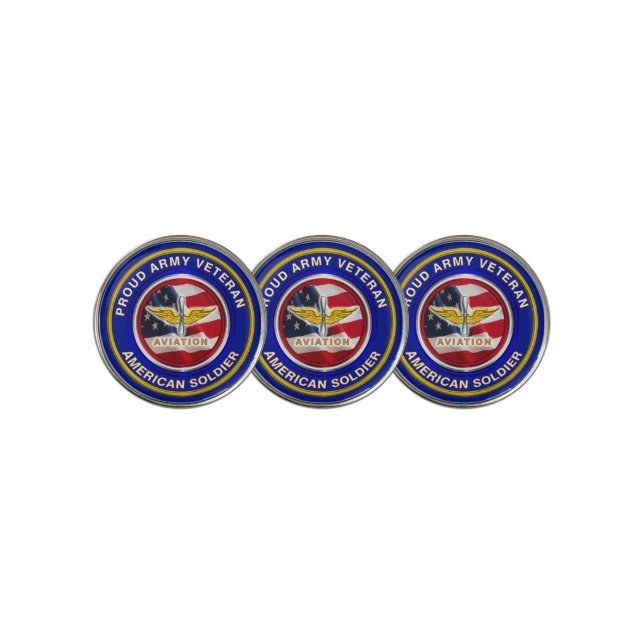 Proud Army Veteran Aviation Golf Ball Marker (3 Up)