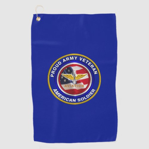 Proud Army Veteran Aviation Soldier Golf Towel