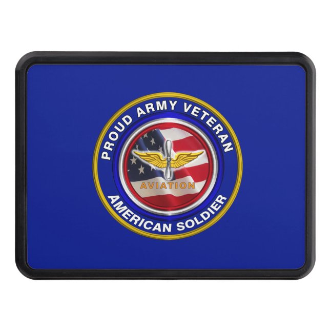 Proud Army Veteran Aviation Soldier  Hitch Cover (Front)