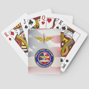Proud Army Veteran Aviation USA Flag Poker Cards