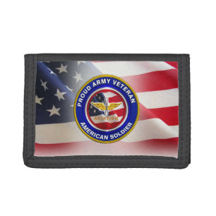 Proud Army Veteran Aviation USA Flag Tri-fold Wallet