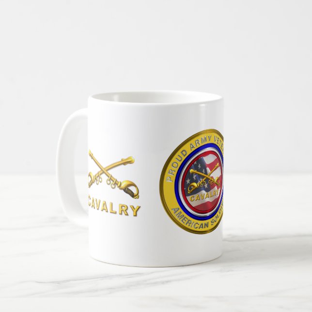 Proud Army Veteran Cavalry Soldier Coffee Mug (Front Left)