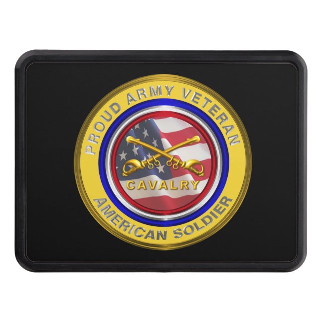 Proud Army Veteran Cavalry Soldier Hitch Cover (Front)