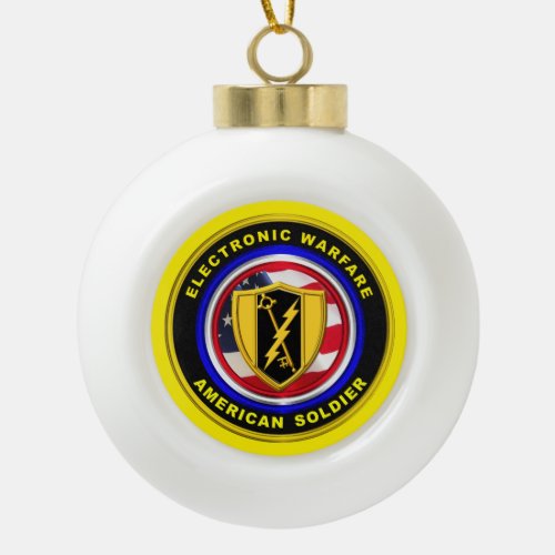 Proud Army Veteran Electronic Warfare Ceramic Ball Christmas Ornament