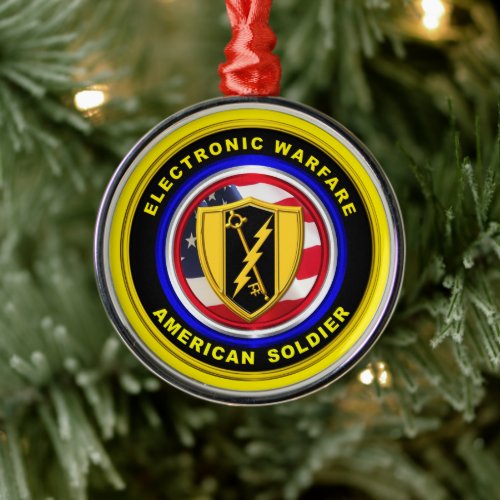 Proud Army Veteran Electronic Warfare Christmas Metal Ornament