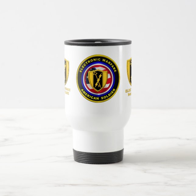 Proud Army Veteran Electronic Warfare Travel Mug (Center)