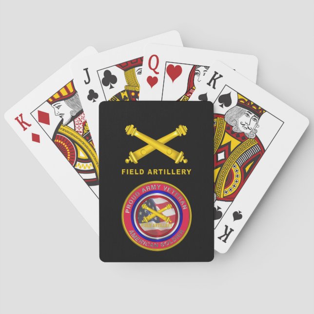 Proud Army Veteran Field Artillery Soldier Poker Cards (Back)