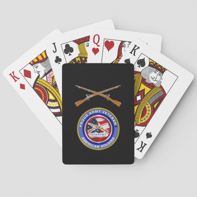 Proud Army Veteran Infantry Soldier Poker Cards (Back)