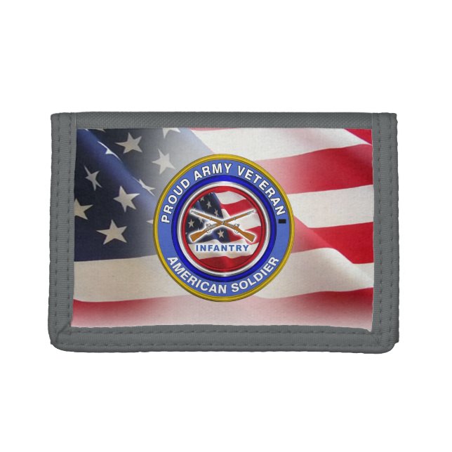 Proud Army Veteran Infantry Soldier Trifold Wallet (Front)
