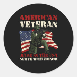 Proud Army Veteran USA Soldier United States´ Classic Round Sticker