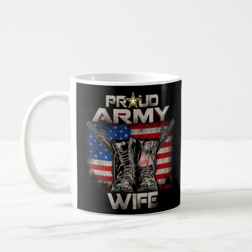 Proud Army Wife America Flag US Military Pride  Coffee Mug