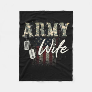 Proud Army Wife American Veteran Military Gift Fleece Blanket