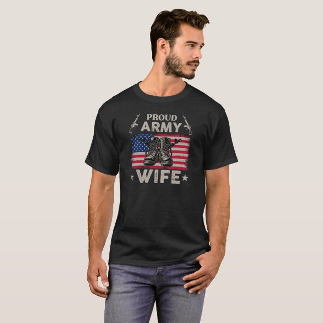 Proud army wife  American Veterans Day T-Shirt (Front Full)