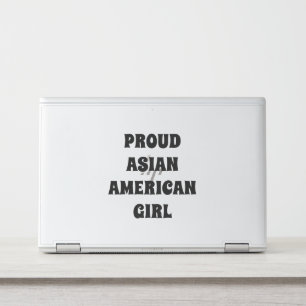 Proud Asian American Girl black modern typography HP Laptop Skin