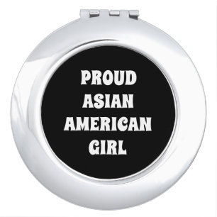 Proud Asian American Girl, black white Compact Mir Mirror