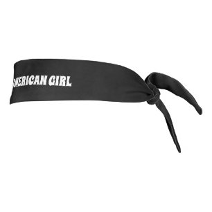 Proud Asian American Girl, black white Tie Headban Headband