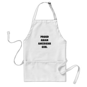 Proud Asian American Girl black white typography Adult Apron