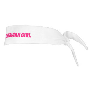 Proud Asian American Girl, hot pink white Tie Head Headband