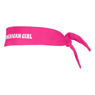 Proud Asian American Girl, hot pink white Tie Headband