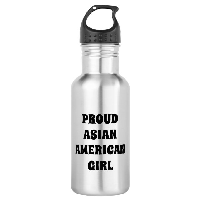 Proud Asian American Girl, Stainless Steel Water Bottle (Front)