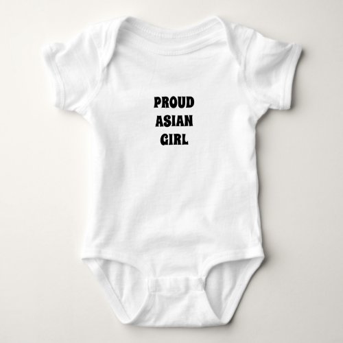 Proud Asian Girl black white Baby Bodysuit