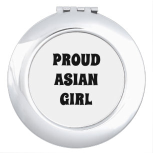 Proud Asian Girl, black white Compact Mirror