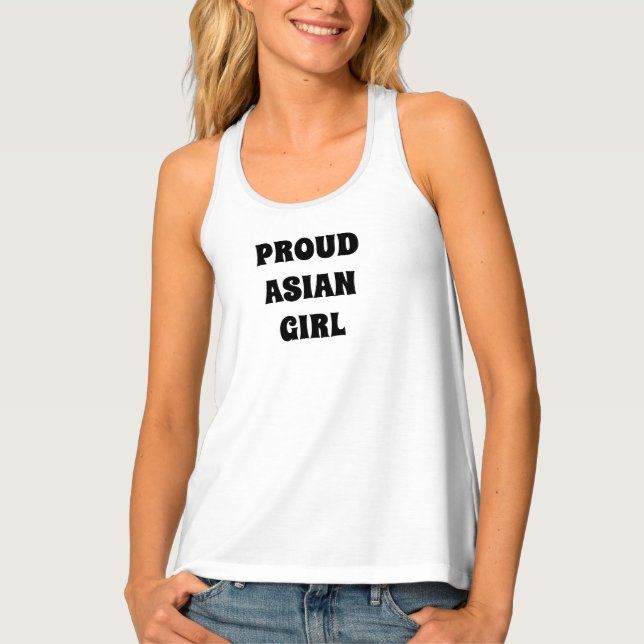 Proud Asian Girl, black white Tank Top (Front)