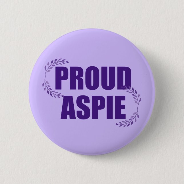 Proud Aspie Pretty Purple Asperger Syndrome Button (Front)