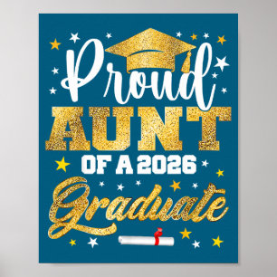 Proud Aunt 2026 Graduate Awesome Illustration Poster