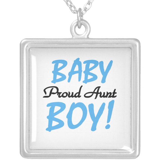 Proud Aunt Baby Boy T-shirts and Gifts Silver Plated Necklace (Front)