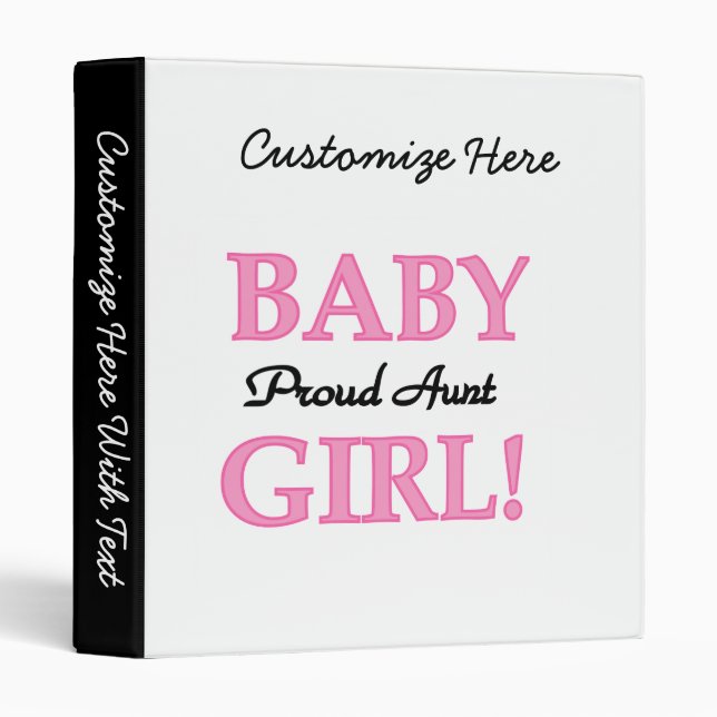 Proud Aunt Baby Girl T-shirts and Gifts Binder (Front/Spine)