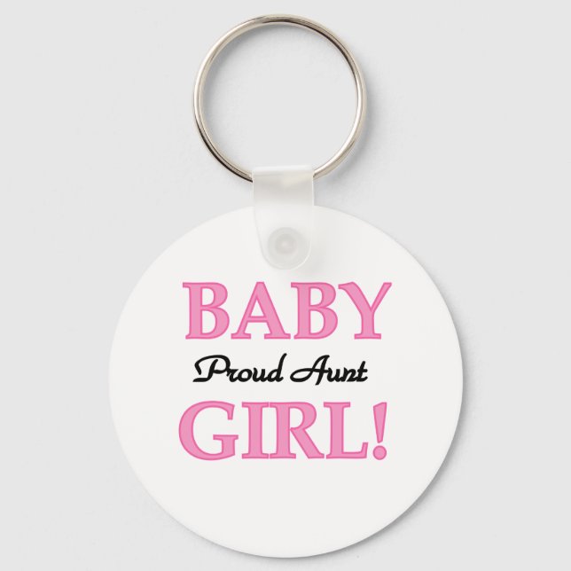Proud Aunt Baby Girl Tshirts and Gifts Keychain (Front)