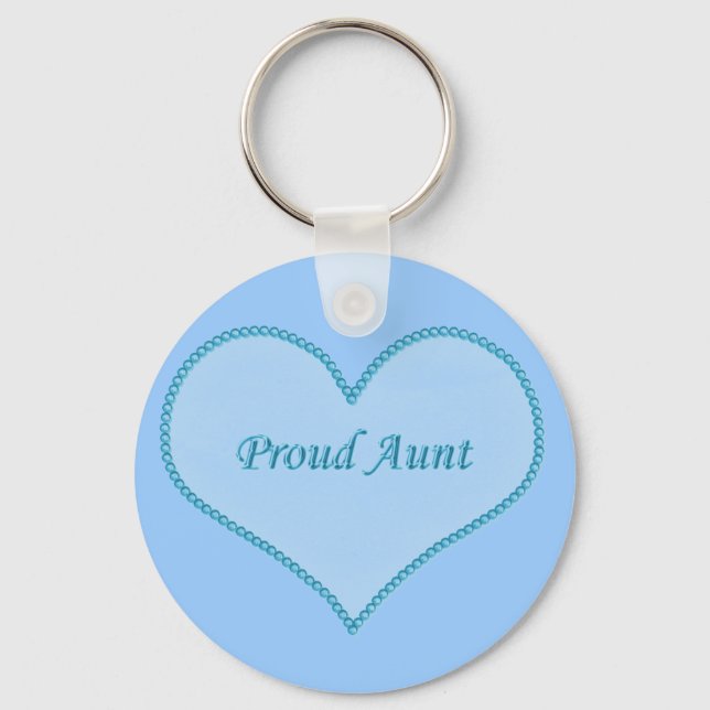 Proud Aunt Keychain, Blue Keychain (Front)