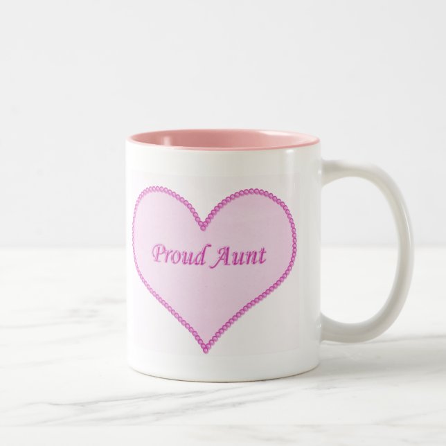 Proud Aunt Mug, Pink Two-Tone Coffee Mug (Right)