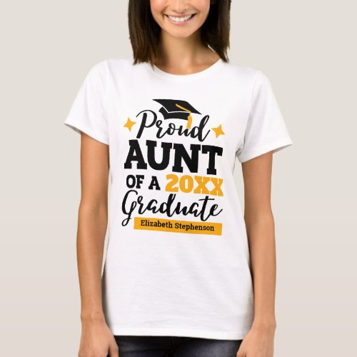 Proud Aunt of a 2022 graduate black gold tassel T_Shirt