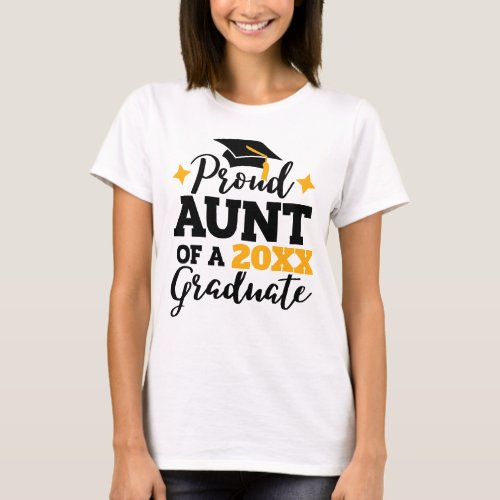 Proud Aunt of a 2022 graduate black gold tassel  T_Shirt