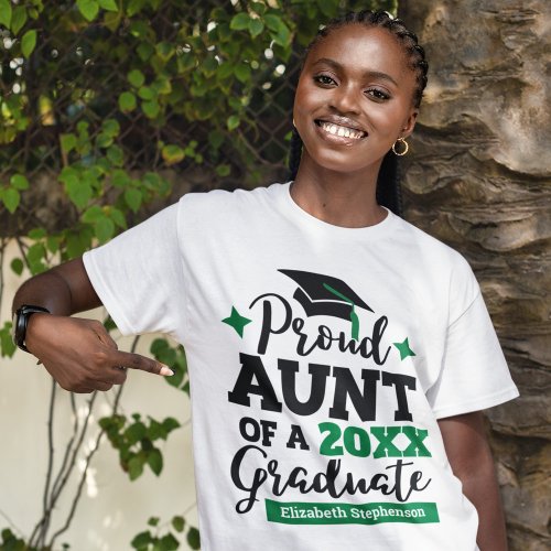 Proud Aunt of a 2022 graduate black green tassel T_Shirt