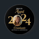 Proud Aunt of a 2024 Graduate Photo & Name Button<br><div class="desc">Celebrate your graduate's success and share your pride with everyone with this custom "Proud Aunt of a 2024 Graduate" button. This charming keepsake features a bold "2024, " emphasizing the graduation year with style and clarity. A personalized touch is added with a dedicated space for the graduate's photo, framed beautifully...</div>