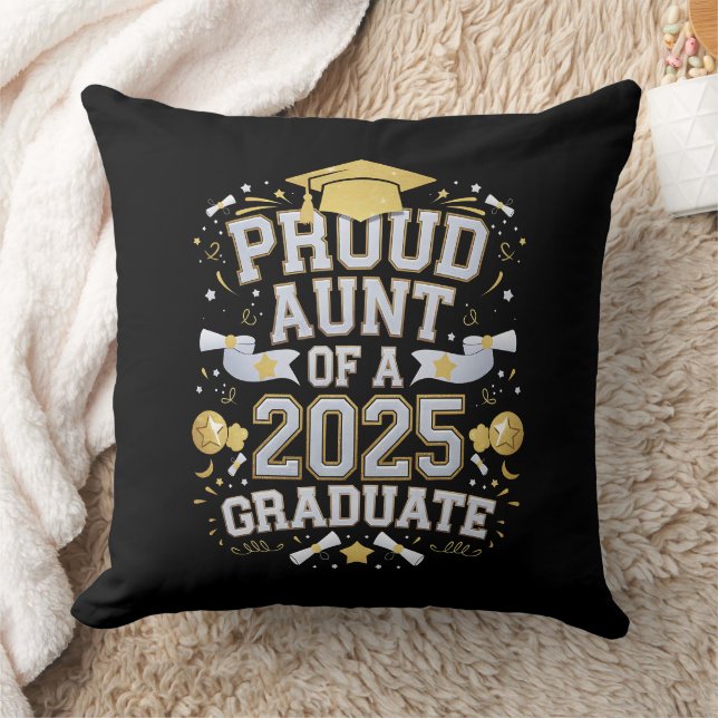 Proud Aunt Of A 2025 Graduate Graduation Family Throw Pillow (Blanket)