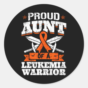 Proud Aunt Of A Leukemia Warrior Tia Awareness Blo Classic Round Sticker